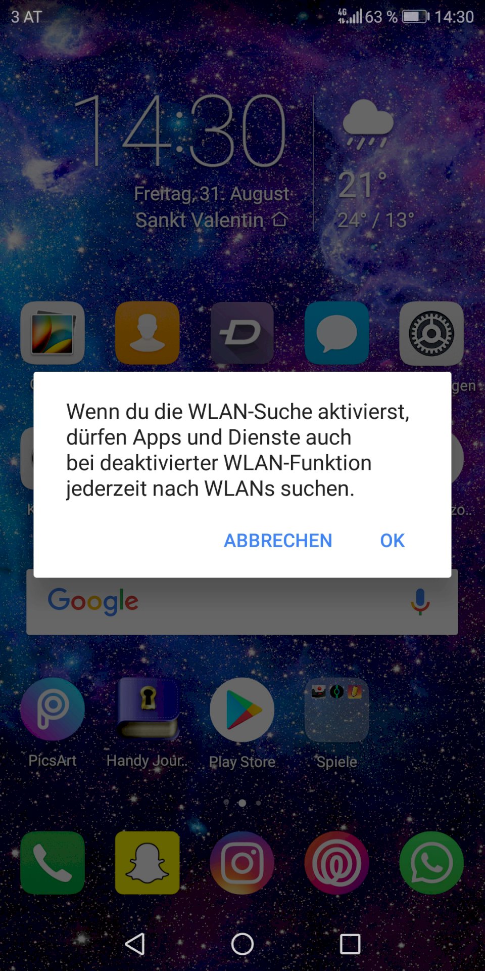 If you activate the wlan search annoying extreme huawei